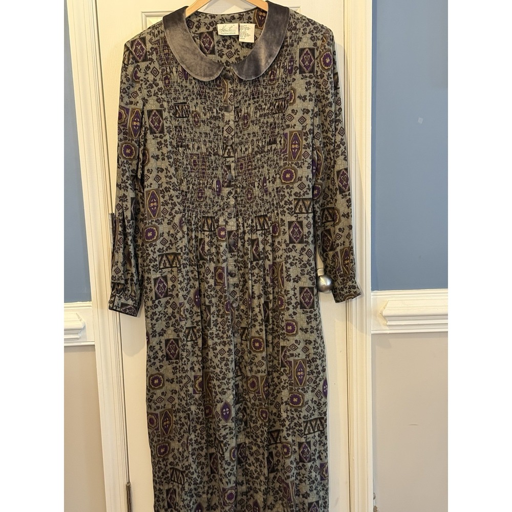Vintage Boho 90s Whimsical Green Maxi Dress Size 16 Tall Prairie Kathie Lee